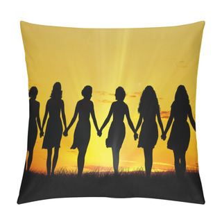 Personality  Women Walking Hand In Hand Pillow Covers