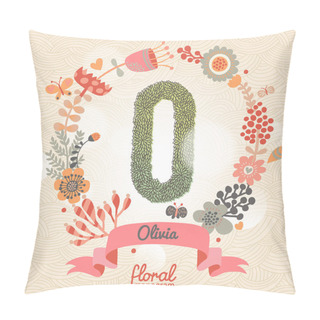 Personality  Stylish Floral Letter O Pillow Covers