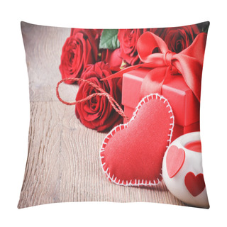 Personality  Red Roses And Valentin's Gift Pillow Covers
