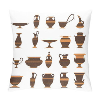 Personality  Set Of Ancient Greek Pottery Amphorae, Vases With Patterns, Decorations.  Pillow Covers