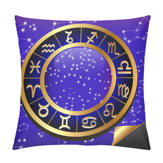 Personality  Night Sky And Gold(en) Circle Of The Constellation Sign Zodiac Pillow Covers