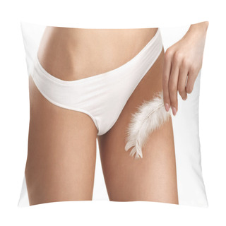 Personality  Closeup Of A Woman Showing Perfect Smooth Legs Pillow Covers