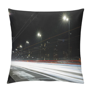 Personality  Long Exposure Of Lights On Road At Night Near Buildings Pillow Covers