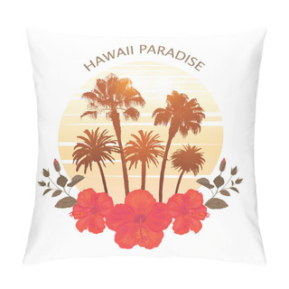 Personality  Summer Vacation And Palm Tree Background. Print For T-shirt. Pillow Covers