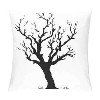 Personality  Vector Black Silhouette Of A Bare Tree Pillow Covers