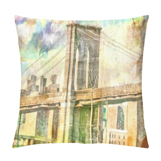 Personality  Oil Painting. Brooklyn Bridge. Pillow Covers
