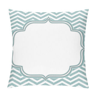 Personality  Teal And White Chevron Frame With Embroidery Background Pillow Covers