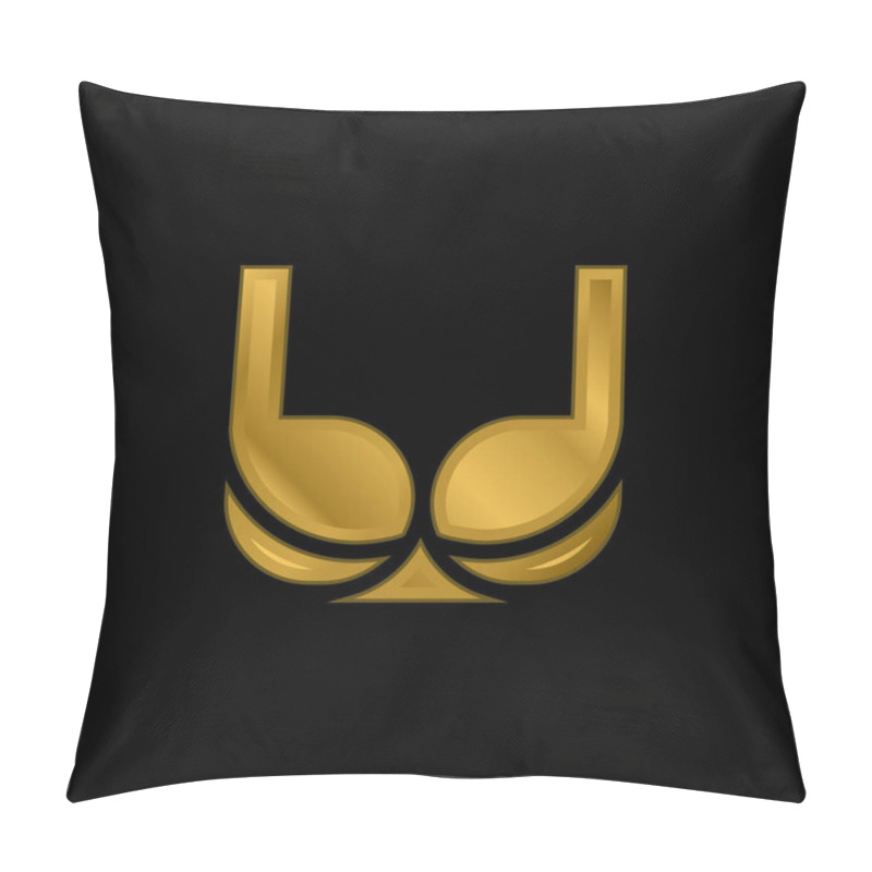 Personality  Bra Gold Plated Metalic Icon Or Logo Vector Pillow Covers