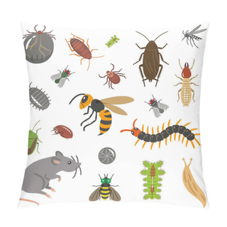 Personality  Set Of Pests And Pests Illustration Pillow Covers