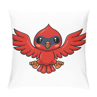 Personality  Vector Illustration Of Cute Baby Cardinal Bird Cartoon Flying Pillow Covers