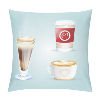 Personality  Vector Set Of Coffee Cups. Pillow Covers