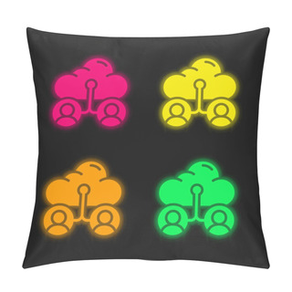 Personality  Accounts Four Color Glowing Neon Vector Icon Pillow Covers