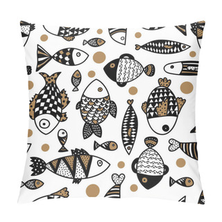 Personality  Cute Fish.  Kids Line Background. Seamless Pattern. Can Be Used In Textile Industry, Paper, Background, Scrapbooking. Pillow Covers