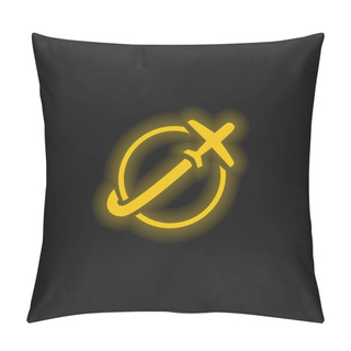 Personality  Airplane Travelling Around Earth Yellow Glowing Neon Icon Pillow Covers