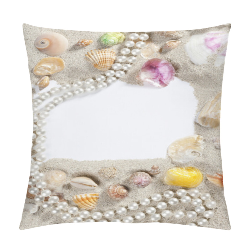 Personality  Border frame summer beach shell pearl necklace pillow covers
