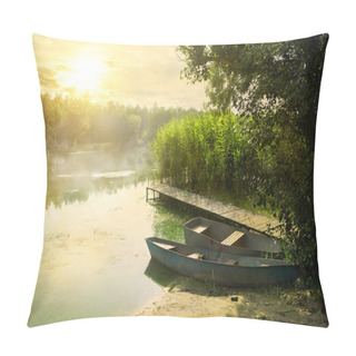 Personality Boats Near Pier Pillow Covers