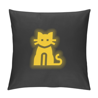 Personality  Black Cat Yellow Glowing Neon Icon Pillow Covers