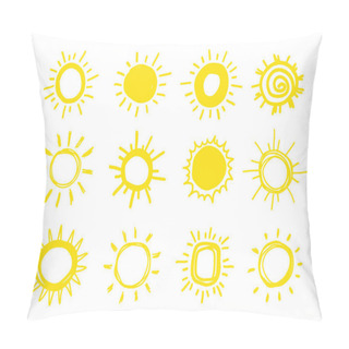 Personality  Funny Doodle Suns, Hand Drawn Set Pillow Covers