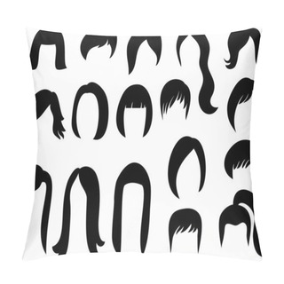 Personality  Big Set Of Black Hair Styling For Woman Pillow Covers