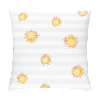 Personality  Seamless Sun Pattern. Watercolor Sun Vector Background  Pillow Covers