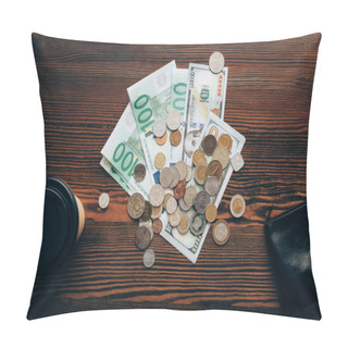 Personality  Coins, Dollar And Euro Banknotes Pillow Covers