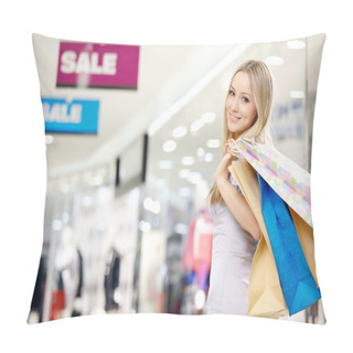 Personality  Smiling Shopping Woman Pillow Covers
