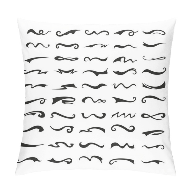 Personality  Collection of black underlines. Wriggling lines of different shapes on a white background. pillow covers