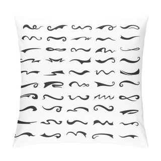 Personality  Collection Of Black Underlines. Wriggling Lines Of Different Shapes On A White Background. Pillow Covers
