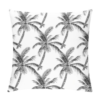 Personality  Monochrome Modern Pattern With Silhouettes Of Palm, Tropical Background Pillow Covers