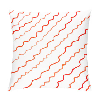 Personality  Immerse Yourself In The Dynamic Energy Of This Hand-drawn Image Featuring Wavy Lines In Vibrant Shades Of Red And Orange Against A Crisp White Background. The Organic Flow Of The Lines Adds A Sense Of Movement And Rhythm. Pillow Covers