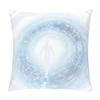 Personality  Tunnel Of Light With Figure. Soul. 3D Rendering Pillow Covers