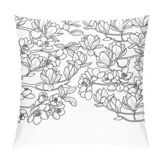 Personality  Magnolia And Cherry Spring Composition Pillow Covers