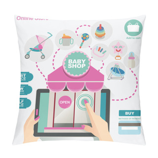 Personality  Illustration And Banner Template Concept For Baby Shop And Online Store Pillow Covers