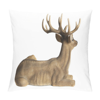 Personality  Deer Statuette. White Background Pillow Covers