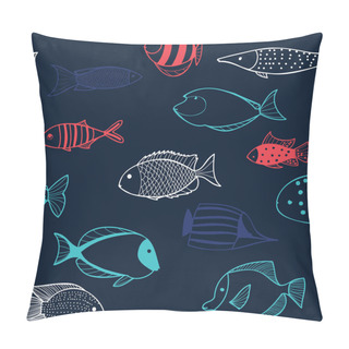 Personality  Seamless Pattern With Fishes Pillow Covers