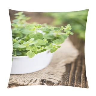 Personality  Fresh Oregano On Wooden Tanle Pillow Covers