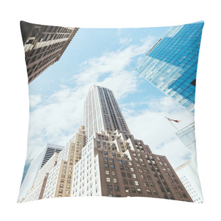 Personality  Low Angle View Of Skyscrapers And Cloudy Sky In New York, Usa Pillow Covers