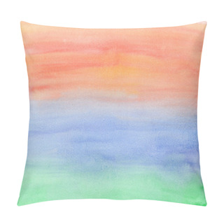 Personality  Nature Gradient Green, Blue And Orange Watercolor Pillow Covers