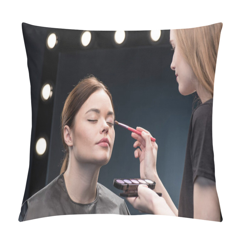 Personality  Make-up artist applying eyeshadow pillow covers