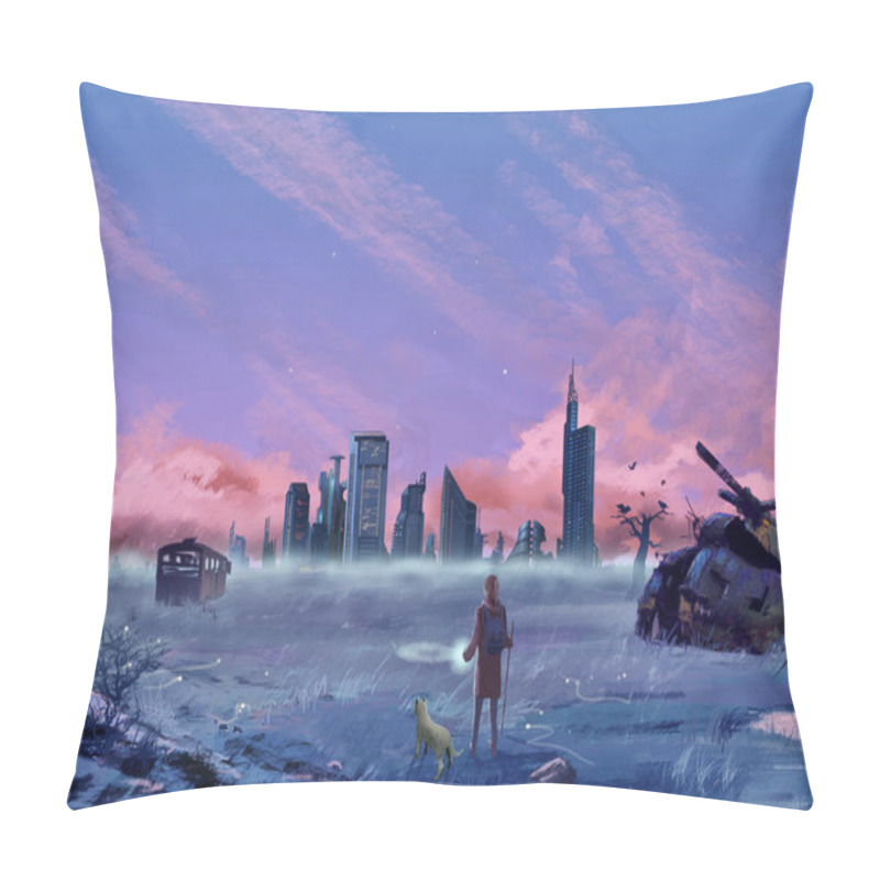 Personality  close up view of magic city illustration pillow covers