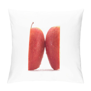 Personality  Close Up View Of Ripe Apple Pieces Isolated On White Pillow Covers