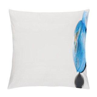 Personality  Earth Globe Packed In Cellophane Bag Isolated On Grey With Copy Space, Ecology Concept, Banner Pillow Covers