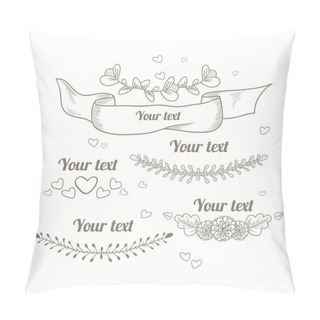 Personality  Hand Drawn Collection Of Monochrome Floral Design Elements Pillow Covers