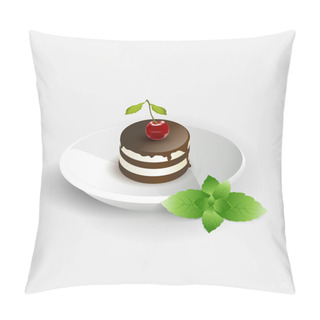 Personality  Cherry Cake. Vector Illustration. Pillow Covers