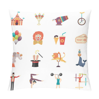 Personality  Circus Performance Flat Color Icons Set Pillow Covers