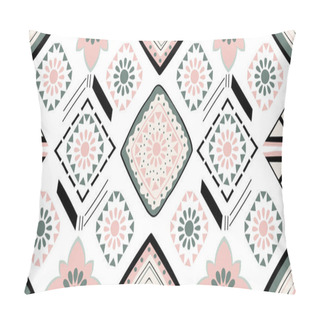 Personality  Green Pink Black Geometric Seamless Pattern In African Style Wit Pillow Covers