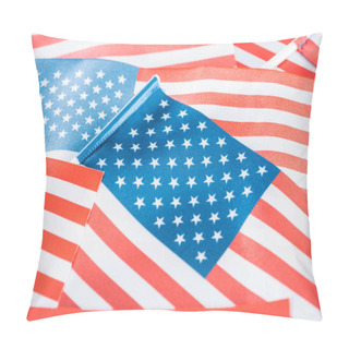 Personality  Close Up View Of Shiny National American Flags In Stack Pillow Covers
