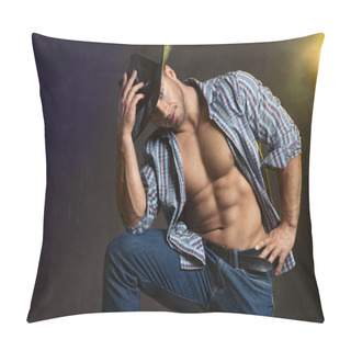 Personality  Sexy Western Man With Hat  Pillow Covers