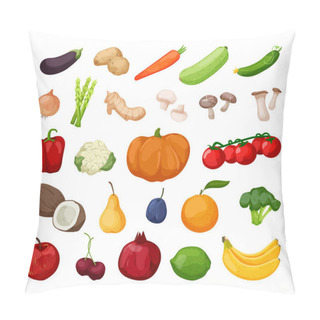 Personality  Set Of Vegetables And Fruits In A Realistic Style. Pillow Covers