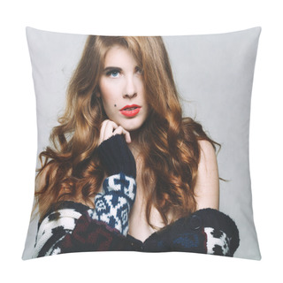 Personality  Beautiful Woman With Very Long Hair Pillow Covers